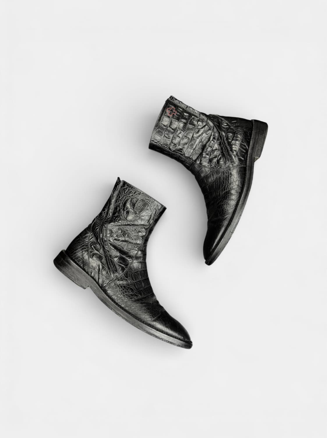 90’s Crocodile Leather Dual Zip Boots 2