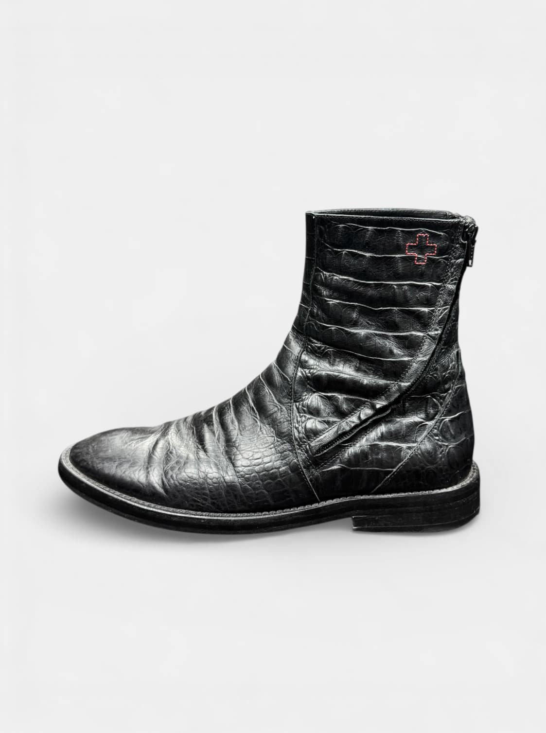 90’s Crocodile Leather Dual Zip Boots 3