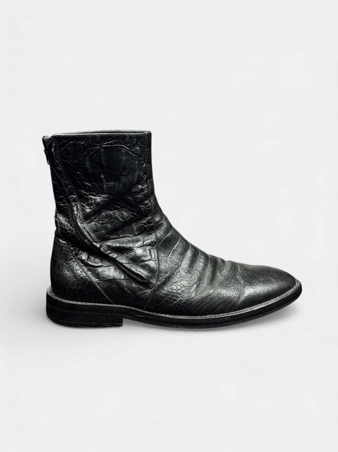 90’s Crocodile Leather Dual Zip Boots 4